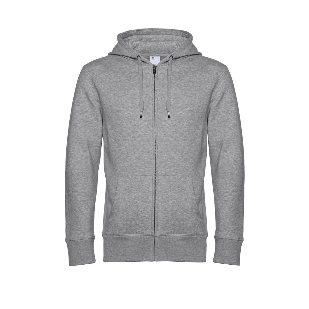 B&C KING Zipped Hood, Heather Grey, XS