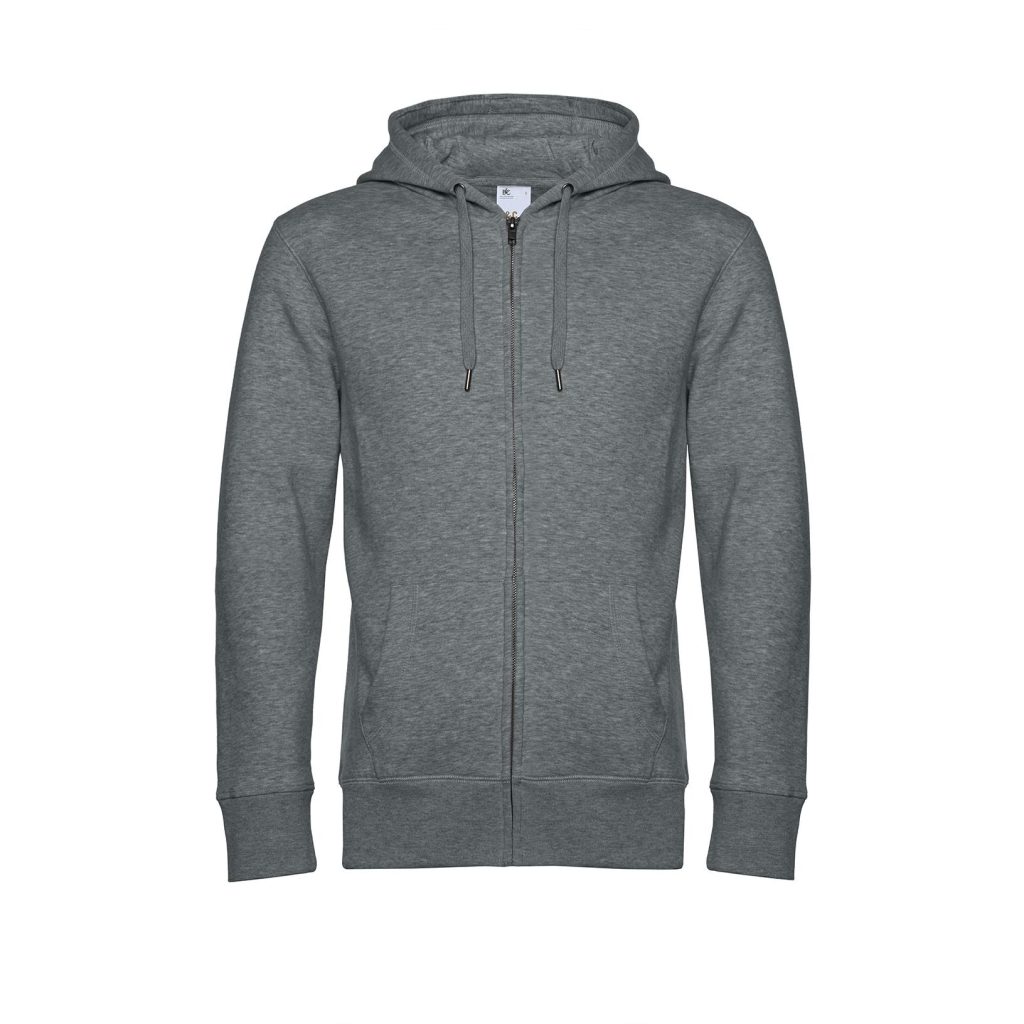 B&C KING Zipped Hood, Heather Mid Grey, XS