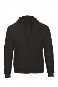B&C ID.205 Hoodie Full Zip Sweatshirt 50/50, Black, L