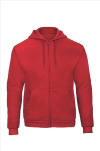 B&C ID.205 Hoodie Full Zip Sweatshirt 50/50, Red, XS