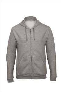 B&C ID.205 Hoodie Full Zip Sweatshirt 50/50, H. Grey, XS