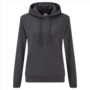 FOTL Lady-Fit Classic Hoodie Sweater, Dark Heather Grey, XS