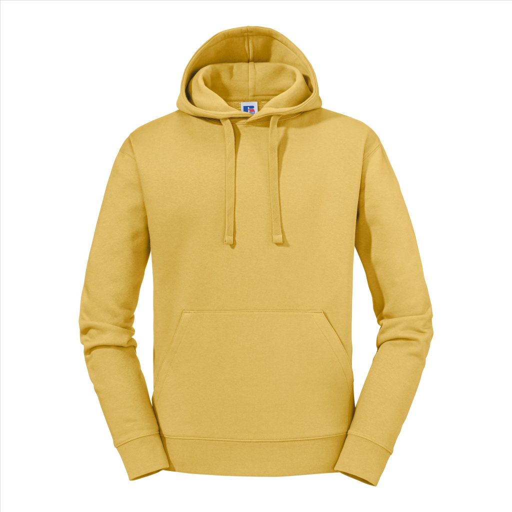 Russell Men Authentic Hoodie Sweater, Mustard Yellow, XS