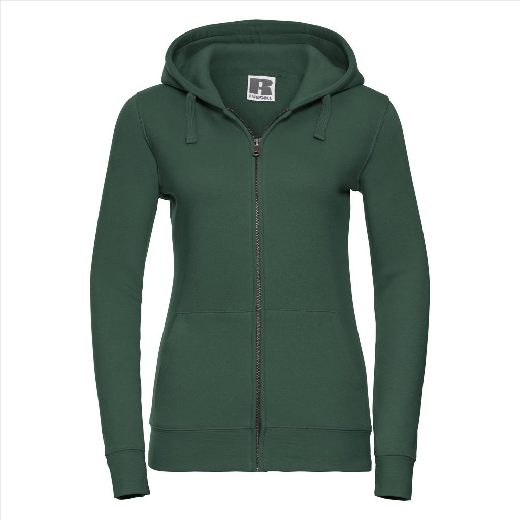 RUS Dames Authentic Zip Hood Jas, Bottle Green, XS