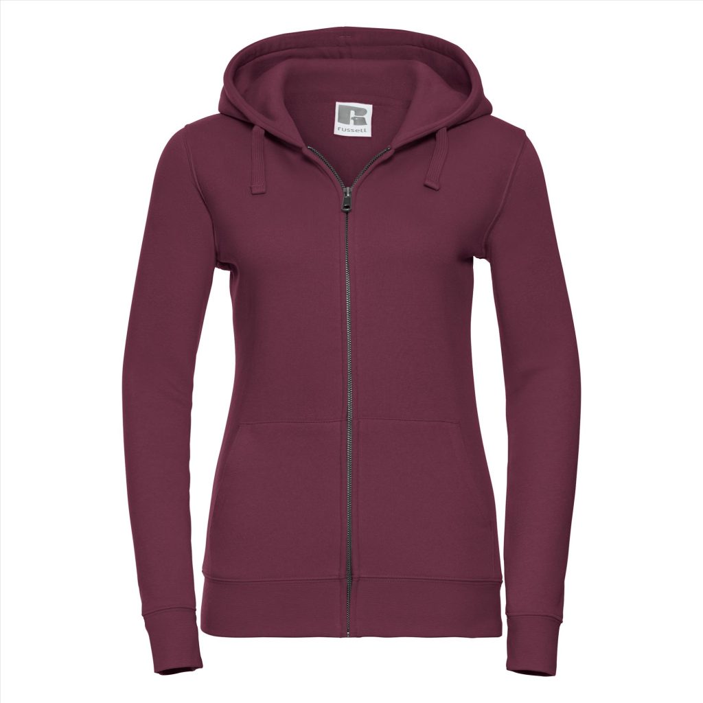RUS Dames Authentic Zip Hood Jas, Burgundy, XS