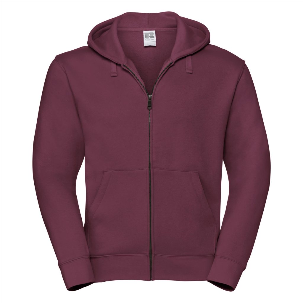RUS Men Authentic Zip Hood Jas, Burgundy, XS