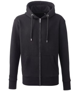 Organic Full Zip Hoodie, Black, S, Anthem