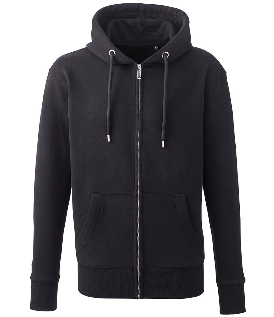 Organic Full Zip Hoodie, Black, S, Anthem