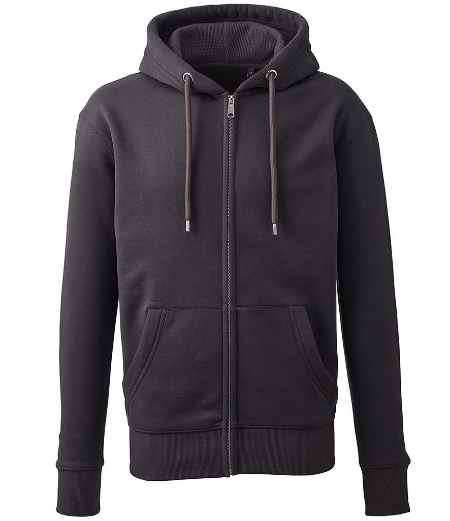 Organic Full Zip Hoodie, Charcoal, S, Anthem