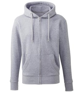 Organic Full Zip Hoodie, Grey Marl, S, Anthem