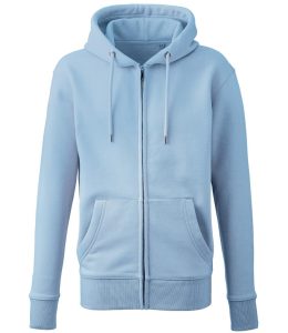 Organic Full Zip Hoodie, Light Blue, S, Anthem