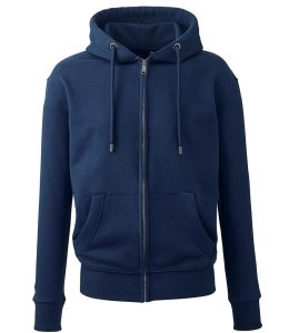 Organic Full Zip Hoodie, Navy, S, Anthem