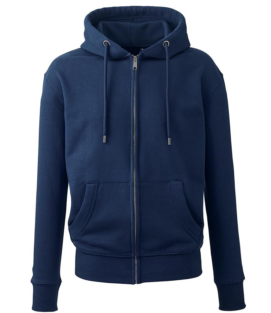 Organic Full Zip Hoodie, Navy, S, Anthem