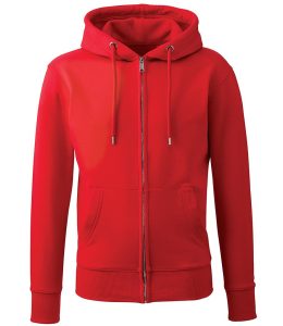 Organic Full Zip Hoodie, Red, S, Anthem