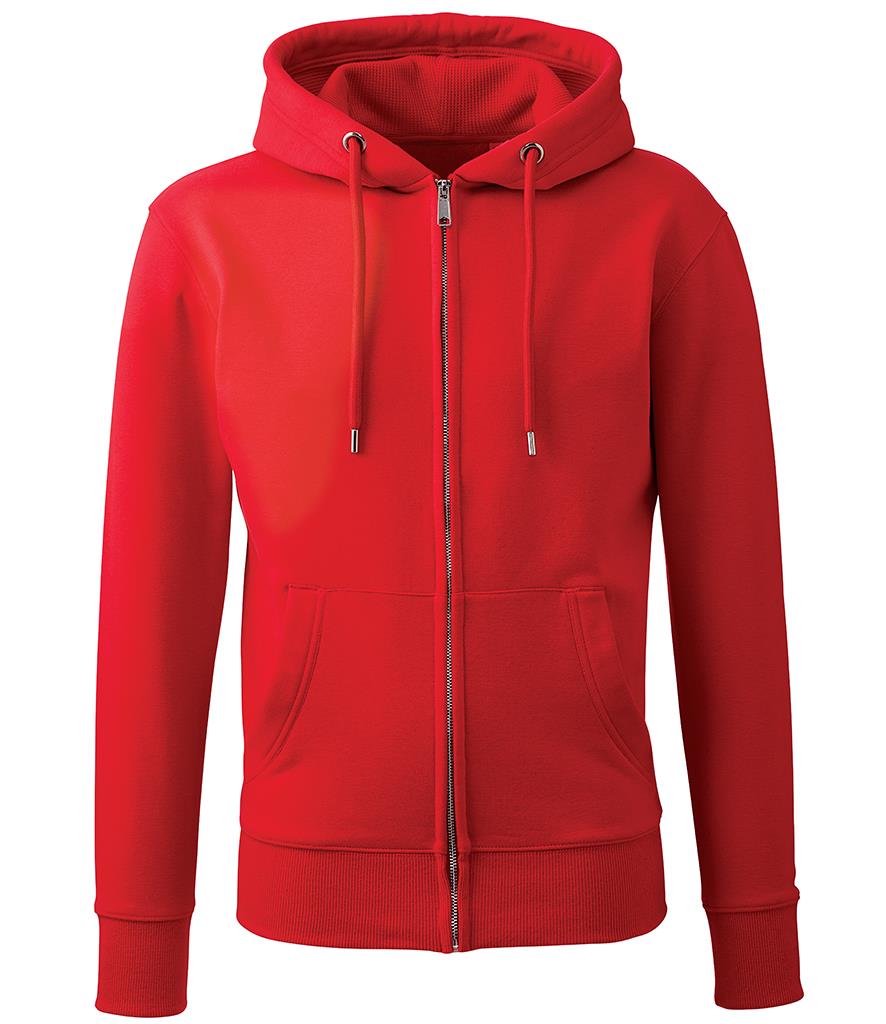 Organic Full Zip Hoodie, Red, S, Anthem