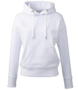 Dames Organic Hoodie, White, XS, Anthem