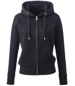 Dames Organic Full Zip Hoodie, Black, XS, Anthem
