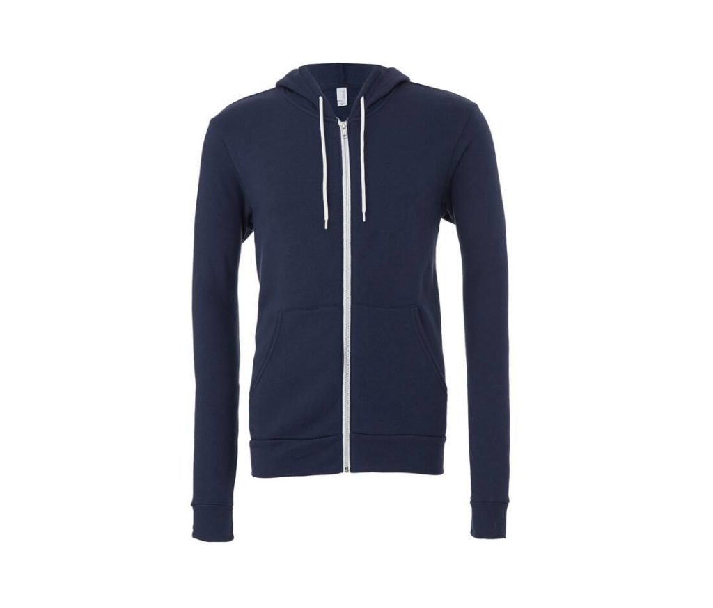 Unisex FLEECE Full-Zip HOODIE, NAVY, XS, BELLA + CANVAS