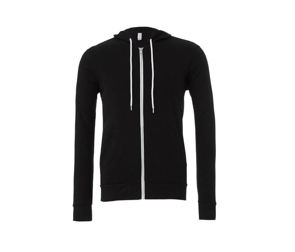 Unisex FLEECE Full-Zip HOODIE, BLACK, XS, BELLA + CANVAS