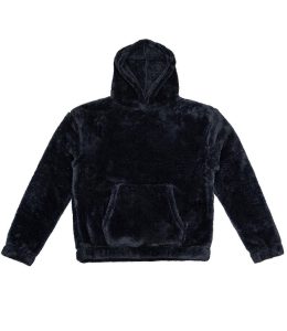 Unisex Fluffy Fleece Hoodie, Black, S, Brand Lab