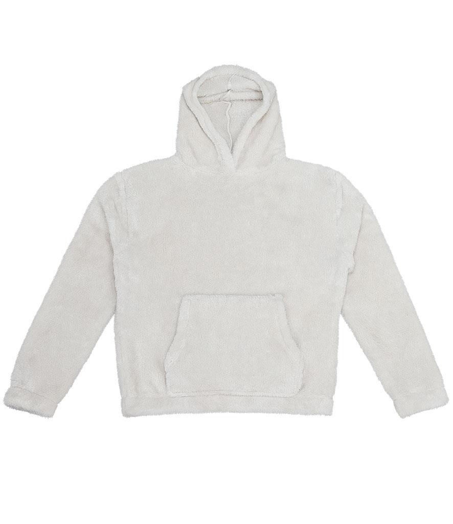 Unisex Fluffy Fleece Hoodie, Natural, S, Brand Lab