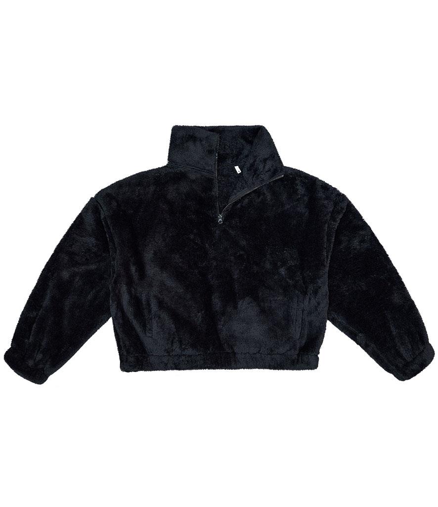 Dames Fluffy 1/4 Zip Fleece, Black, S, Brand Lab