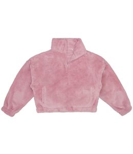 Dames Fluffy 1/4 Zip Fleece, Blush Pink, S, Brand Lab