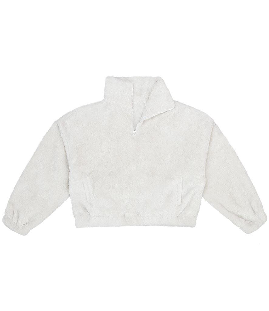 Dames Fluffy 1/4 Zip Fleece, Natural, S, Brand Lab