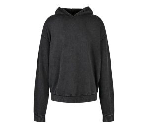ACID WASHED Oversized Hoodie, BLACK, 3XL, BUILD YOUR BRAND