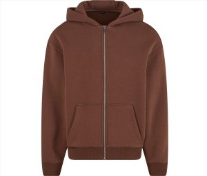 FLUFFY Zip Hoodie, CHOCOLATE BROWN, 3XL, BUILD YOUR BRAND