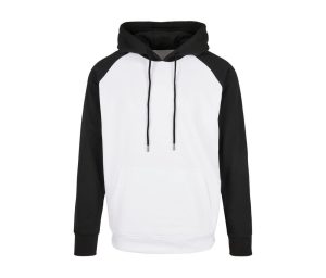 BASIC RAGLAN Hoodie, WHITE / BLACK, 3XL, BUILD YOUR BRAND
