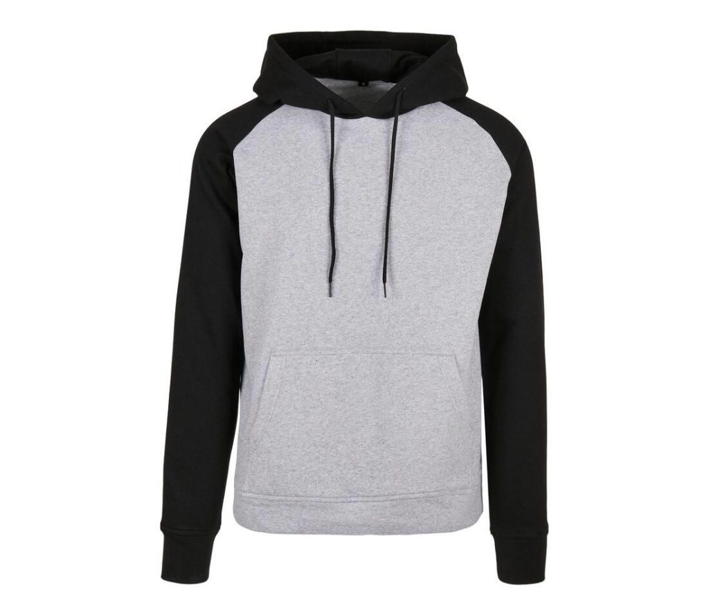 BASIC RAGLAN Hoodie, HEATHER GREY / BLACK, 3XL, BUILD YOUR BRAND