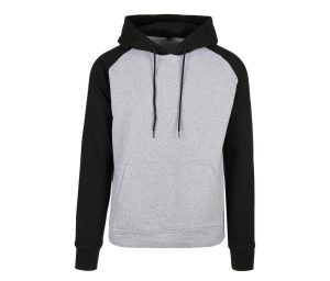 BASIC RAGLAN Hoodie, HEATHER GREY / BLACK, 3XL, BUILD YOUR BRAND
