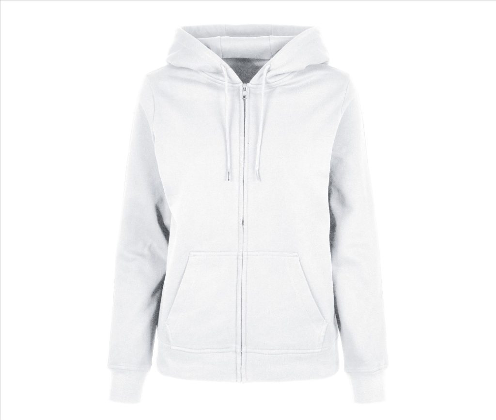 Dames BASIC Zip Hoodie, WHITE, 3XL, BUILD YOUR BRAND