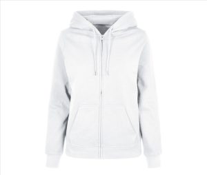 Dames BASIC Zip Hoodie, WHITE, 3XL, BUILD YOUR BRAND