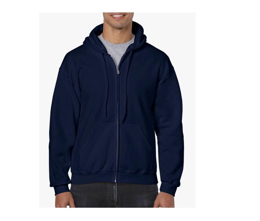 Full Zip Hoodie, NAVY, L, GILDAN