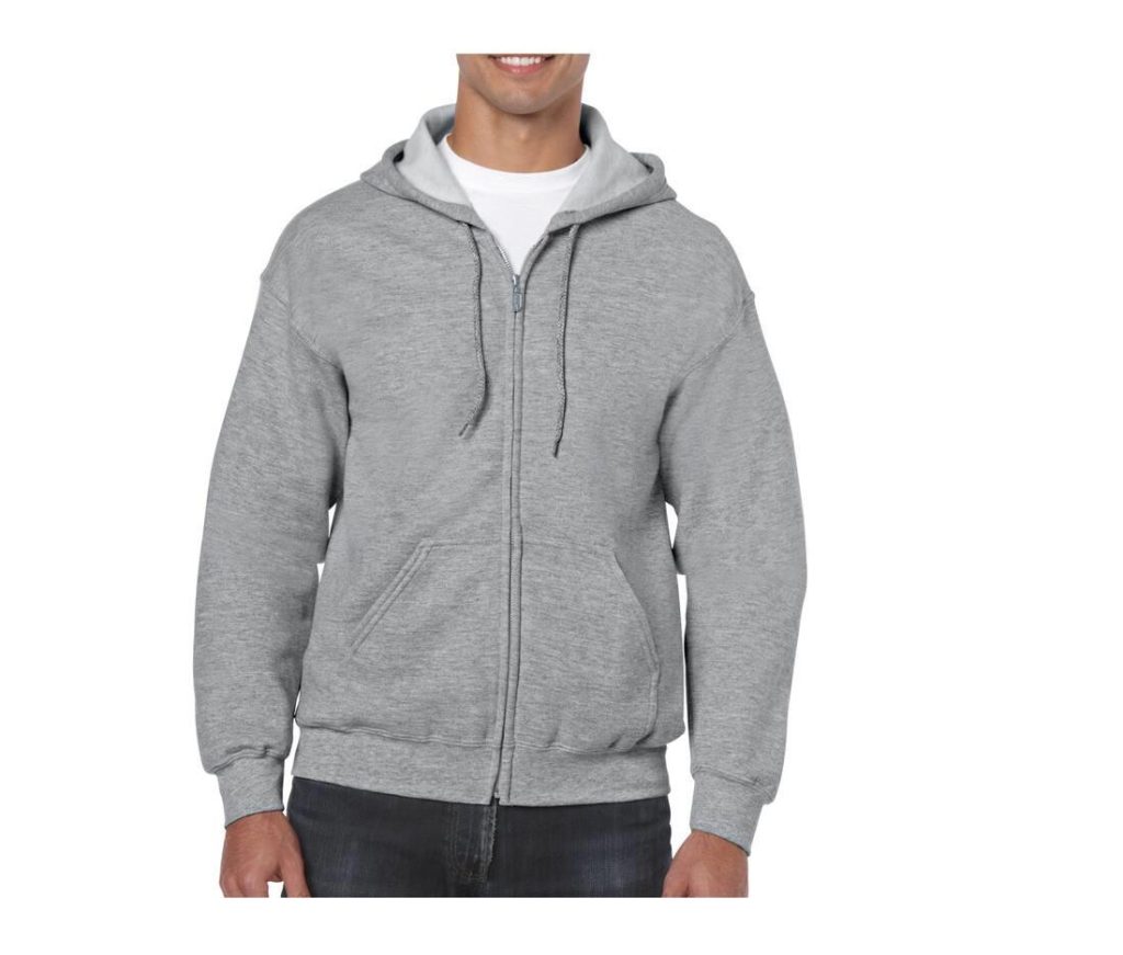 Full Zip Hoodie, SPORT GREY, 3XL, GILDAN