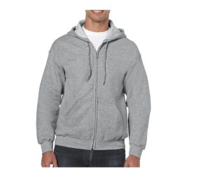Full Zip Hoodie, SPORT GREY, 3XL, GILDAN