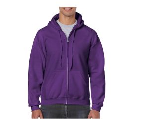 Full Zip Hoodie, PURPLE, M, GILDAN