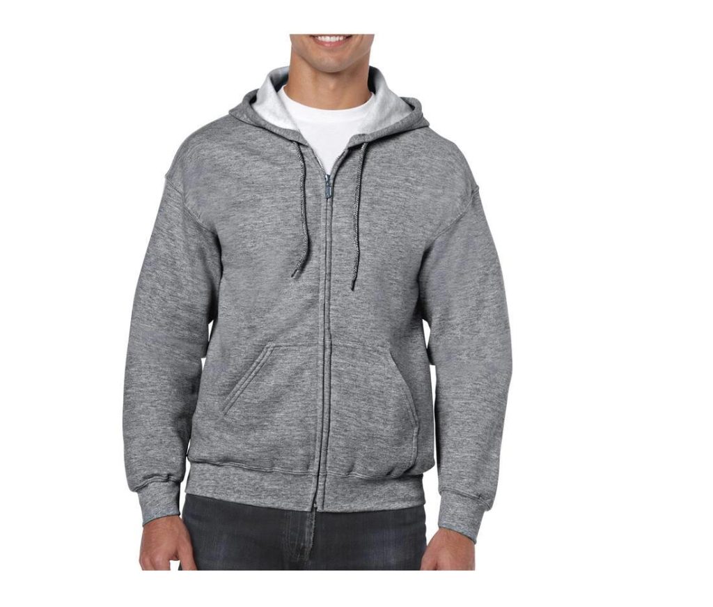 Full Zip Hoodie, GRAPHITE HEATHER, L, GILDAN