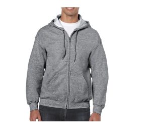 Full Zip Hoodie, GRAPHITE HEATHER, L, GILDAN