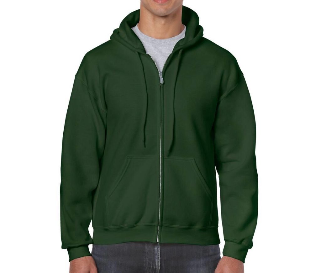 Full Zip Hoodie, FOREST GREEN, S, GILDAN