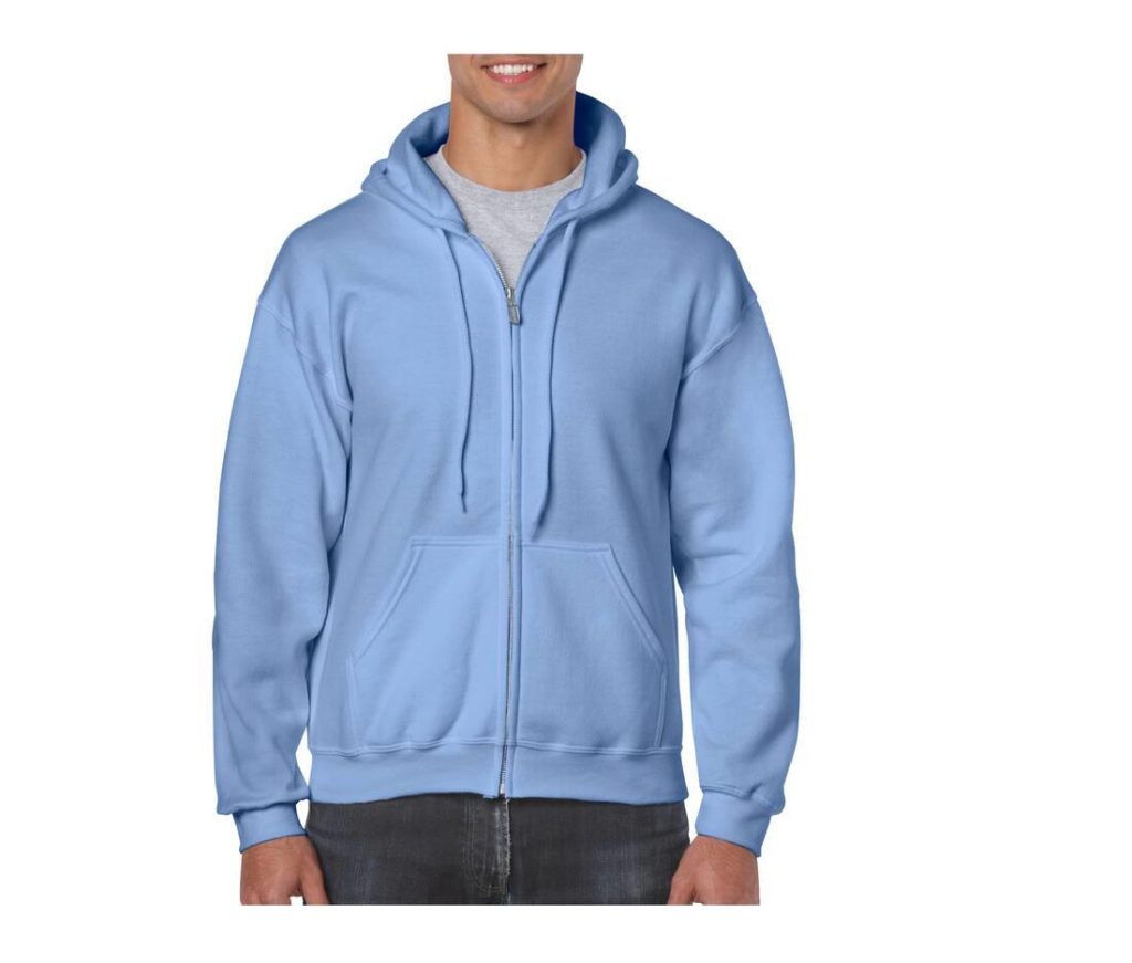 Full Zip Hoodie, CAROLINA BLUE, S, GILDAN