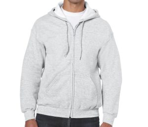 Full Zip Hoodie, ASH, S, GILDAN