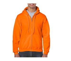 Full Zip Hoodie, SAFETY ORANGE, S, GILDAN
