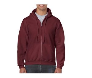 Full Zip Hoodie, MAROON, L, GILDAN