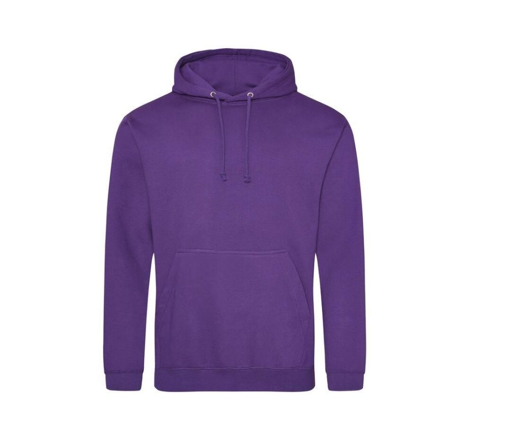 COLLEGE HOODIE, PURPLE, XS, JUST HOODS