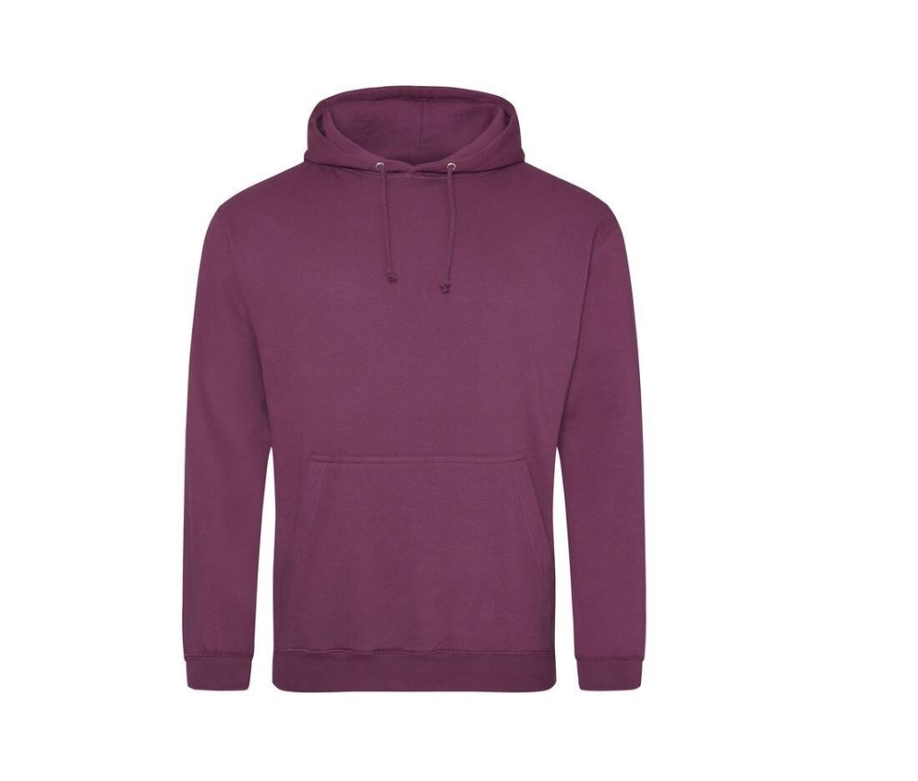 COLLEGE HOODIE, PLUM, XS, JUST HOODS