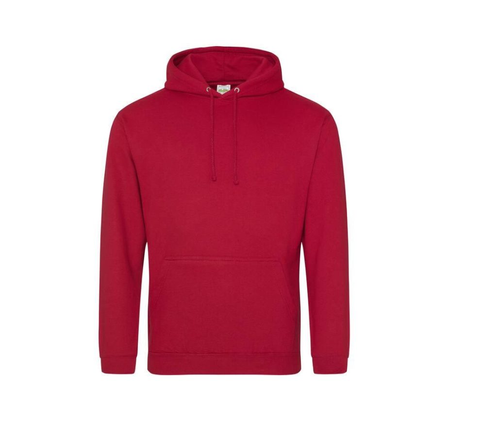COLLEGE HOODIE, FIRE RED, XS, JUST HOODS