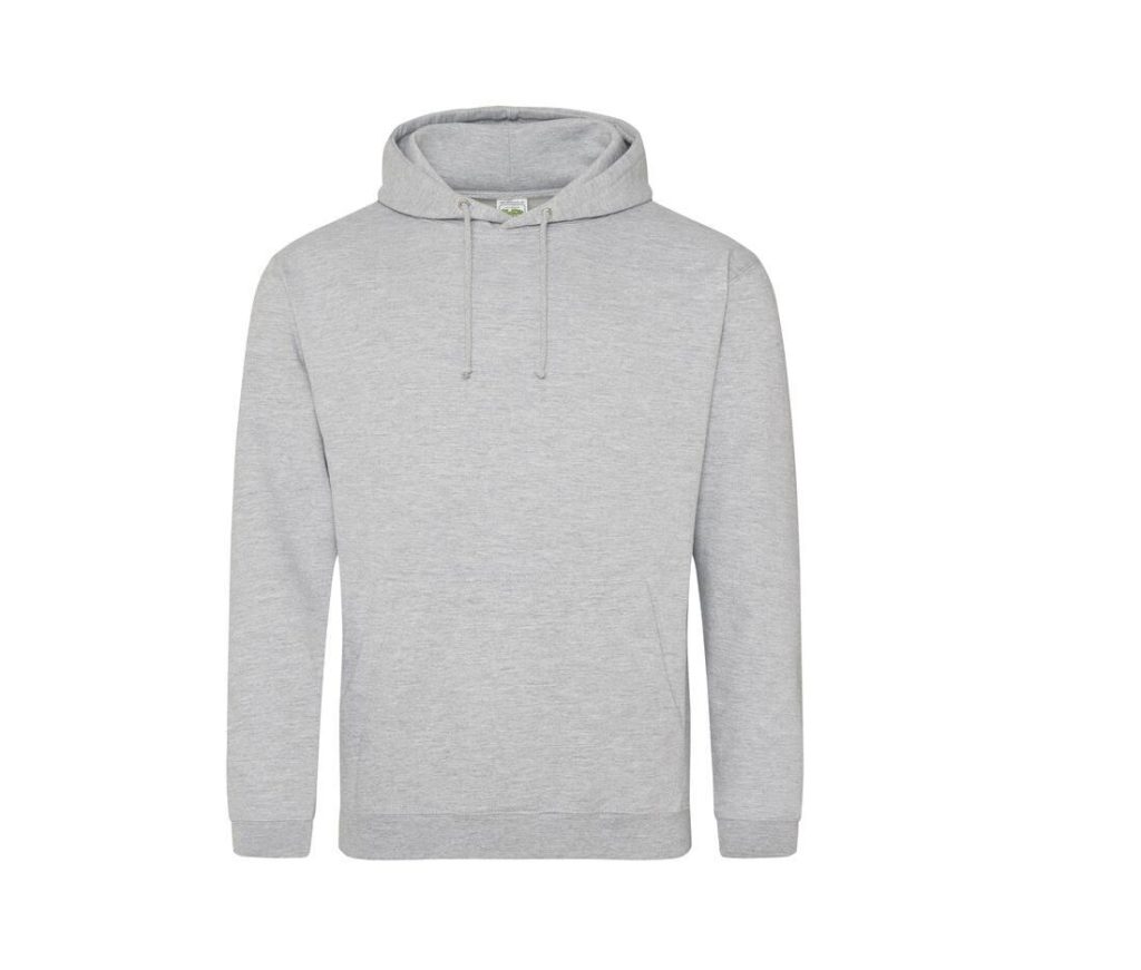 COLLEGE HOODIE, HEATHER GREY, XS, JUST HOODS